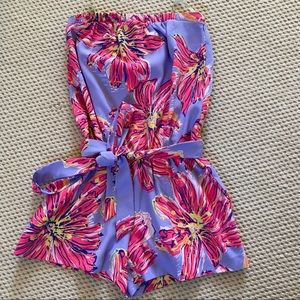 lilly Pulitzer Purple and Pink Strapless Romper XS